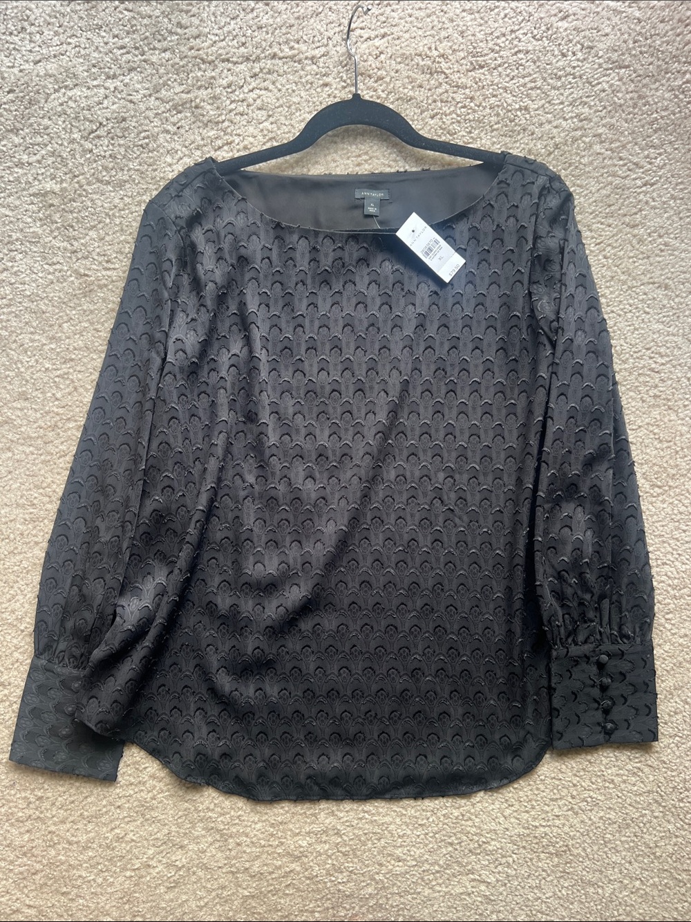Ann Taylor Black Textured Blouse - Size XL - New with tags